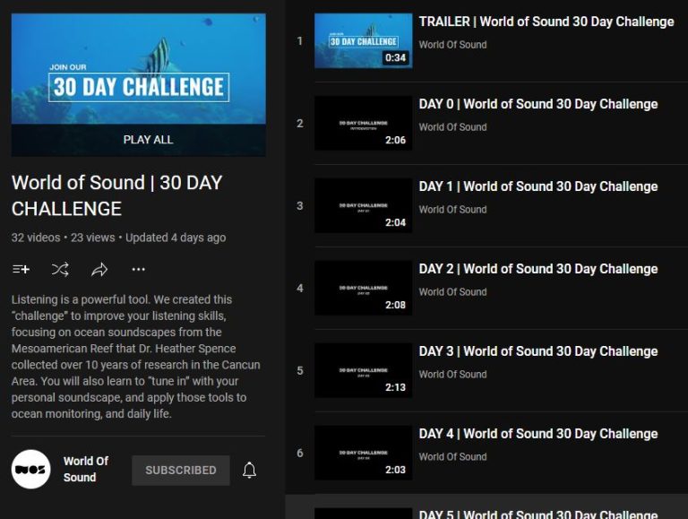 Ocean World of Sound – 30 Day Challenge